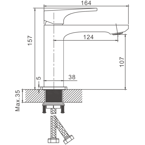 Смеситель BELZ B10709-7 на раковину черный - фото 2