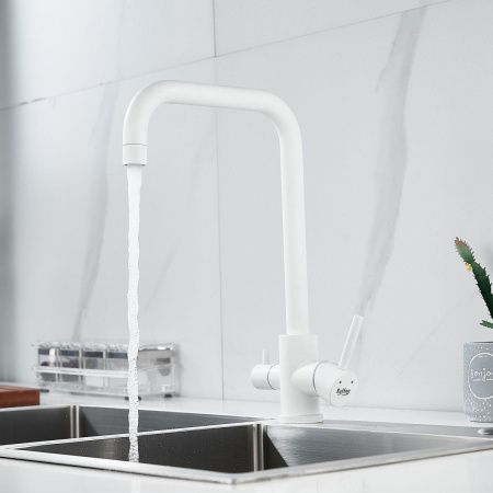 Смеситель для кухни Raffine F118C на мойку белый