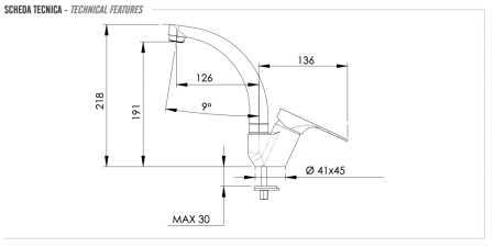 Смеситель для кухни Remer Class Line L42C на столешницу хром