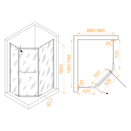 Душевой уголок RGW Passage 35089192-14 90х120 стекло прозрачное профиль черный без поддона
