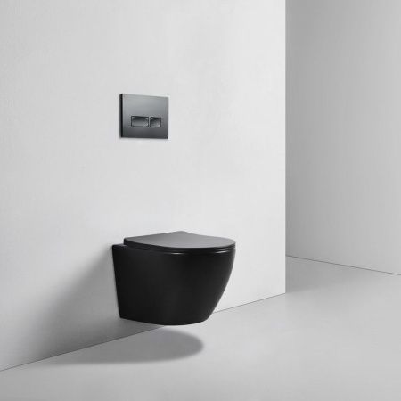 Унитаз подвесной Bond Oval F01-108 черный с сиденьем микролифт безободковый душевой смыв