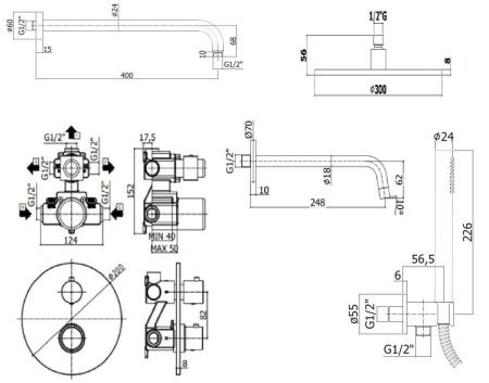 Душевая система Paffoni Light KITLIQ019BO046KING встраиваемая в стену цвет белый с термостатом