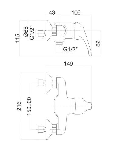 Смеситель для ванны и душа Fiore 39CR1230 настенный хром - фото 3