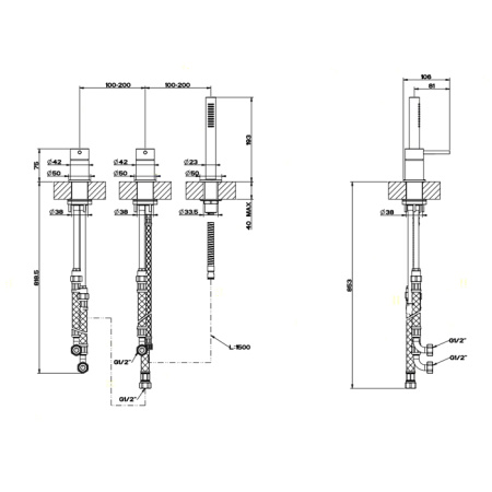Смеситель Gessi Gessi316 54043#239 на борт ванны нержавеющая сталь