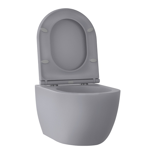 Унитаз подвесной Wellsee Chalice Perfection 182610001 серый матовый с сиденьем микролифт безободковый смыв торнадо - фото 2