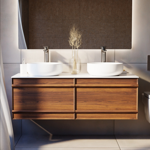 Тумба с раковиной зеркалом и смесителем ArtDecco Bridget (Бриджит) ABR12W22D3MF 120x45x40 подвесная цвет черный орех - фото 3