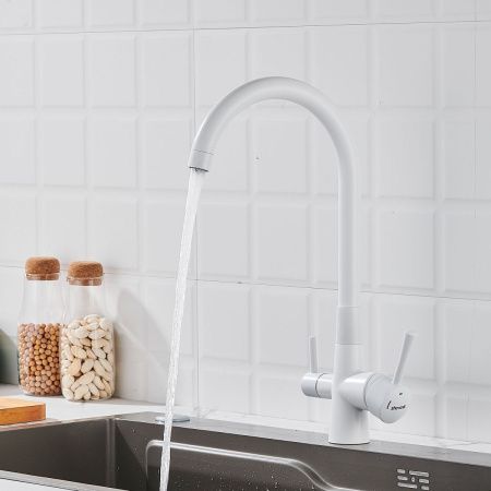 Смеситель для кухни Shevanik S428C на мойку белый