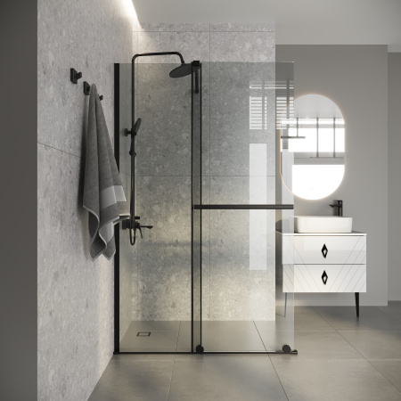 Душевая перегородка Niagara Nova NG-671-90BLACK 90х200 стекло прозрачное профиль черный матовый