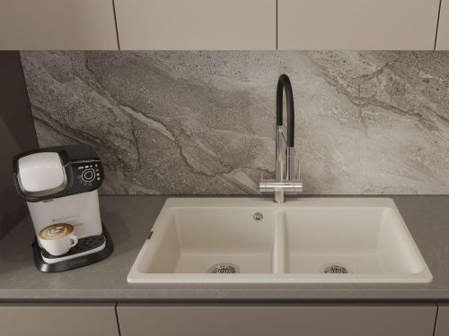 Кухонная мойка Rivelato AXEL X-90-2D beige scuro 87х52 цвет темно-бежевый - фото 5