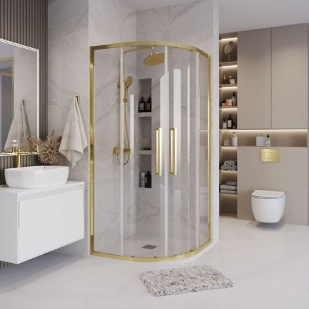 Душевой уголок Grossman Cosmo 301.K33.02.9090.32.00 90х90 стекло прозрачное профиль золото без поддона