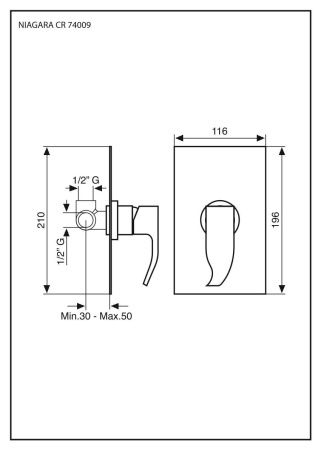 Смеситель Emmevi Niagara 74009/CR встраиваемый в стену хром
