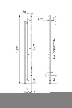 Полотенцесушитель электрический Indigo Sky LSKE150-17BRRt 15х150 черный