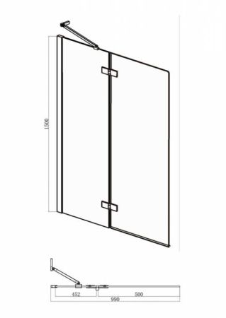 Душевая шторка на ванну Bravat Alfa BG100.5212A 100х150 стекло прозрачное профиль хром ориентация универсальная