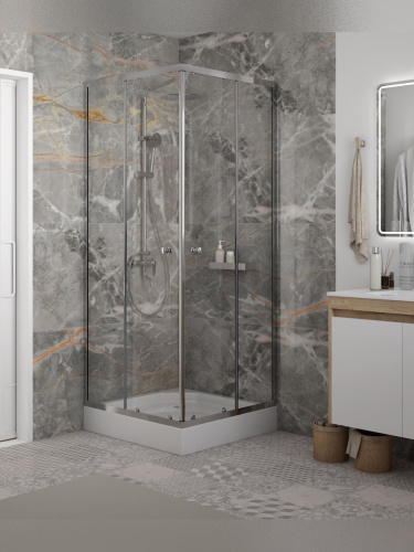 Душевой уголок Teymi Helmi T00601 80х80 стекло прозрачное профиль хром с поддоном - фото 2