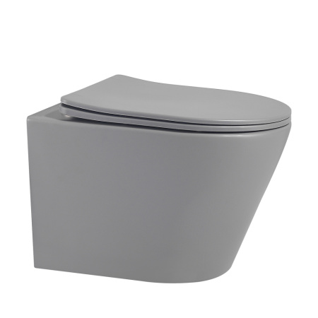 Унитаз подвесной Abber Bequem AC1102MG серый с сиденьем микролифт безободковый каскадный смыв