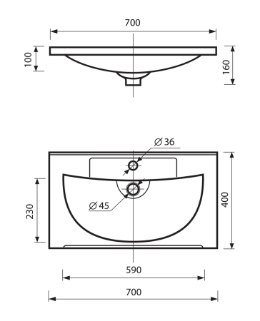 Раковина мебельная из искусственного камня Misty EVVA 70 Р-Евв14070-Д 70х40 накладная цвет белый