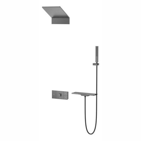 Душевая система Vincea VSFW-2F11TGM встраиваемая в стену цвет вороненая сталь с термостатом