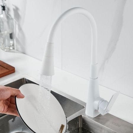 Смеситель для кухни Shevanik S543C-1 на мойку белый