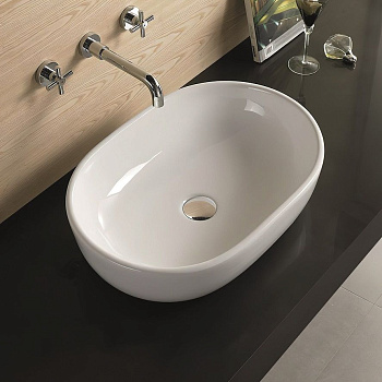 Раковина керамическая Art&Max AM-5006-X 48х35 накладная цвет белый