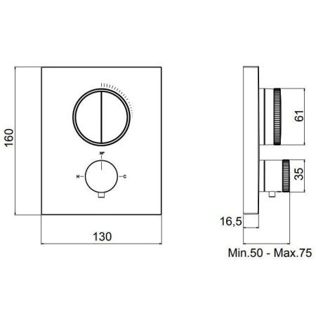 Смеситель для душа Almar Core E176682.GM встраиваемый в стену оружейная сталь (внешняя часть) с термостатом
