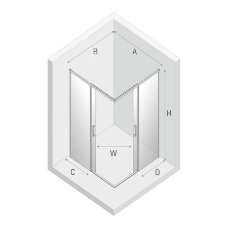 Душевой уголок New Trendy PRIME Black D-0314A/D-0351A 90х70 стекло прозрачное профиль черный без поддона