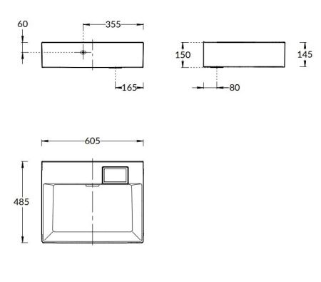 Раковина керамическая Kerama Marazzi LOGICA LO.wb.60.0 60х50 накладная цвет белый без отверстий под смеситель