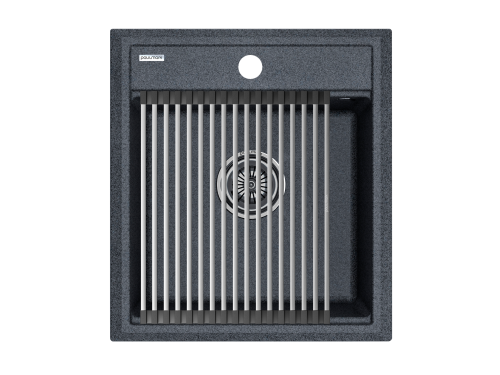 Мойка кухонная Paulmark PM114651-DG+R375-BS 46х51 графит/брашированная нержавеющая сталь