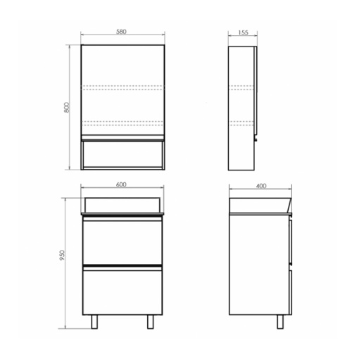 Тумба с раковиной Comforty Эдинбург 00-00004763CF 60х40х95 - фото 2