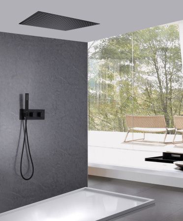 Душевая система Abber AF8255B встраиваемая в стену цвет черный с термостатом