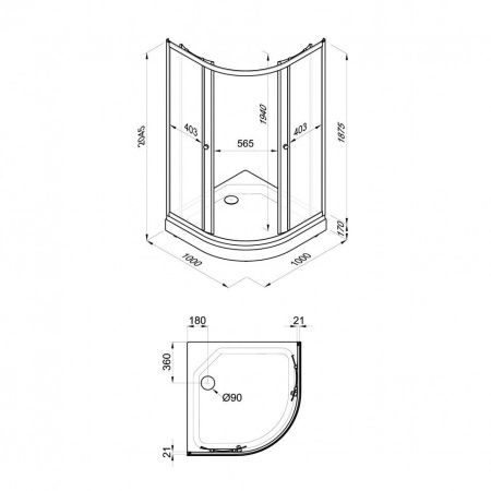 Душевой уголок Тритон Лайт Щ0000061794 100х100 стекло с рисунком профиль белый с поддоном