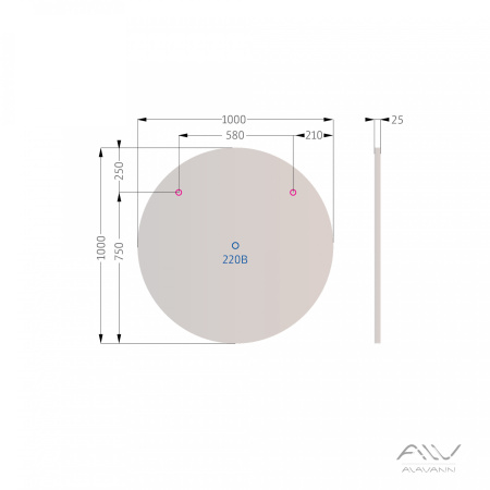Зеркало в ванную Alavann Rondo ALV0111003 100х100 цвет белый