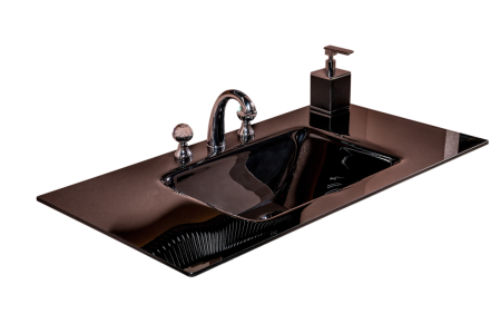 Раковина стеклянная Armadi Art NeoArt 852-100-B 81х52 полувстраиваемая цвет графит 1 отверстие под смеситель