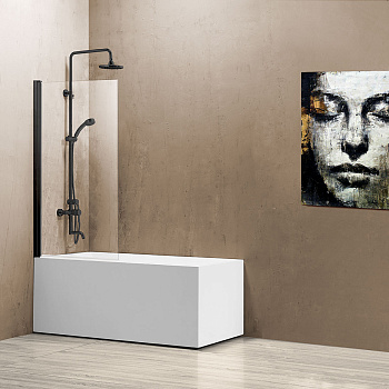 Душевая шторка на ванну Vincea VSB VSB-11800CLB 80х140 стекло прозрачное профиль черный ориентация универсальная