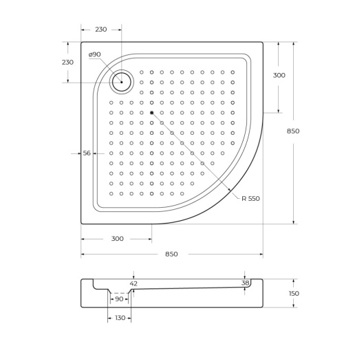 Душевой поддон BelBagno TRAY-BB-R-85-550-15-W 85х85 акрил белый - фото 3