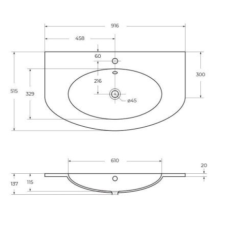 Раковина из искусственного камня Cezares EDEN 50177 90х50 подвесная цвет белый 1 отверстие под смеситель