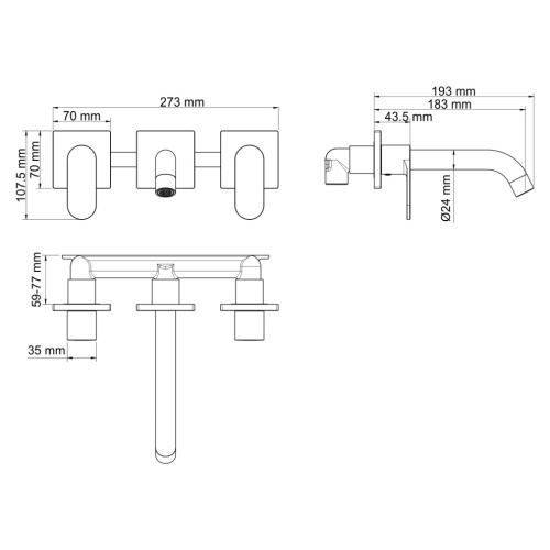 Смеситель WasserKRAFT Elbe 7400 7445 встраиваемый черный - фото 4