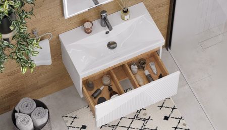 Тумба под раковину Velvex EDGE tp.EDG.9696.70.1Y белый глянец 70х40 подвесная цвет серый