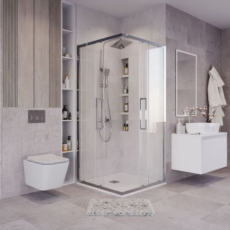 Душевой уголок Grossman Cosmo 300.K33.02.8080.10.00 80х80 стекло прозрачное профиль хром без поддона