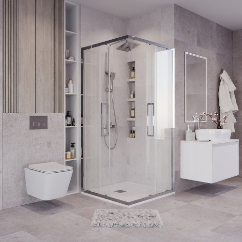 Душевой уголок Grossman Cosmo 300.K33.02.9090.10.00 90х90 стекло прозрачное профиль хром глянцевый - фото 3