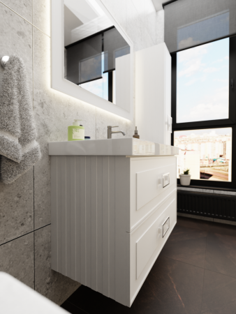 Тумба с раковиной La Fenice Cubo TWIN NFNC-01-CUB-B-100-2-1-100 100х50 подвесная цвет белый