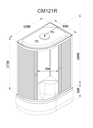 Душевая кабина Parly Classic CM121R 120х80 асимметричная с крышей