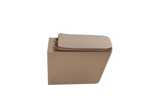 Унитаз подвесной SantiLine SL-5007KH цвет коричневый матовый с сиденьем микролифт безободковый смыв воронка-водоворот - фото 5