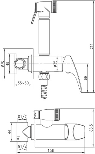 Гигиенический душ со смесителем Aquanet Atletic AF310-52C хром - фото 2