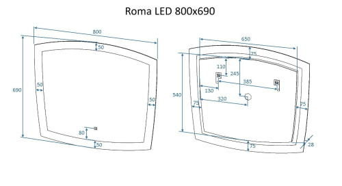 Зеркало Art&Max ROMA AM-Rom-800-700-DS-F 80х70 - фото 3