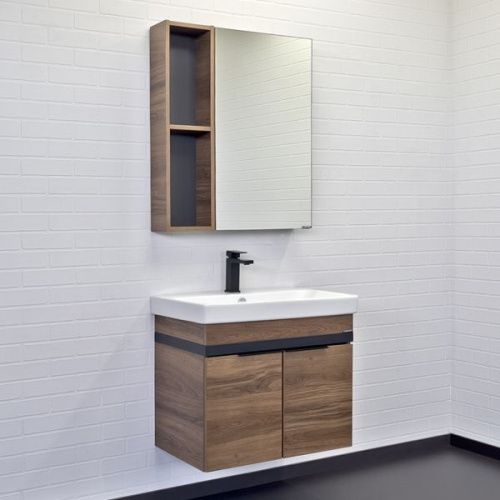 Зеркало-шкаф Comforty Соло 00-00011589CF 68х15х80 подвесной цвет дуб темно-коричневый