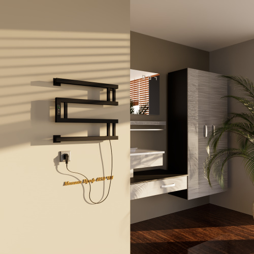 Полотенцесушитель Altasan МонакоПроф МонакоПроф4050ЧМ подвесной 50х43 электрический черный муар - фото 3