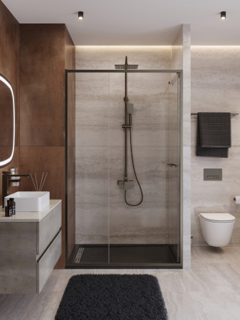 Душевая дверь Cezares LUX LUX-B-FS-11-120-C-GM 120х195 стекло прозрачное профиль оружейная сталь