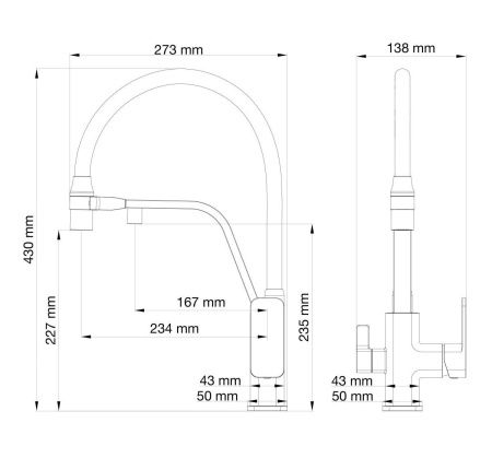 Смеситель для кухни Wonzon & Woghand WW-88458013-MB на мойку черный