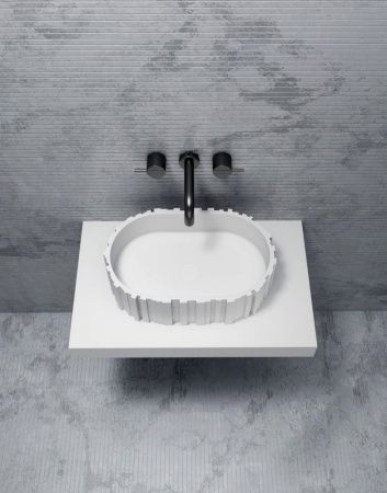 Раковина из искусственного камня Abber STEIN AS2655 60х40 накладная цвет белый без отверстий под смеситель