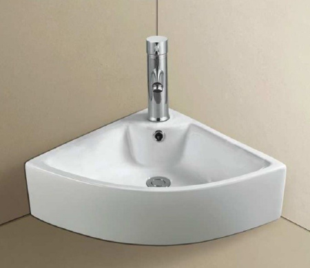 Раковина из санфаянса CeramaLux 9067B 33х33 подвесная цвет белый 1 отверстие под смеситель